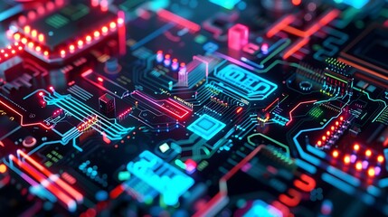 Obraz premium Futuristic 3d gaming abstract background with Caracter and glowing lines for desktop wallpaper