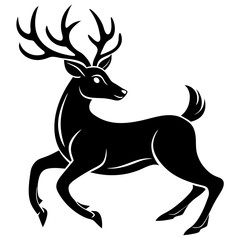 Running black Deer Logo icon vector silhouette white background