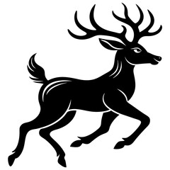 Running black Deer Logo icon vector silhouette white background