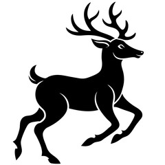 Running black Deer Logo icon vector silhouette white background