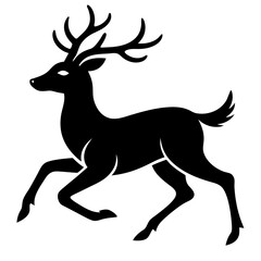 Running black Deer Logo icon vector silhouette white background