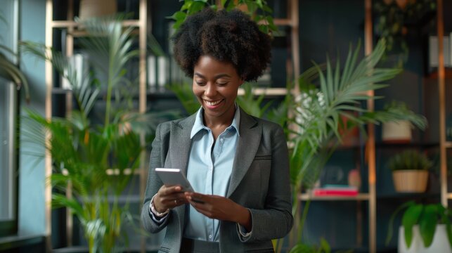 The businesswoman using smartphone