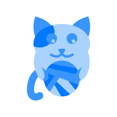 Cute Cat Blue Flat
