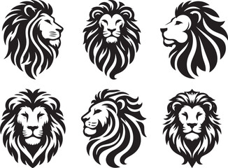 Obraz premium set of lion head logo vector art silhouette