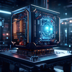 Obraz premium Cool futuristic quantum computer very detailed