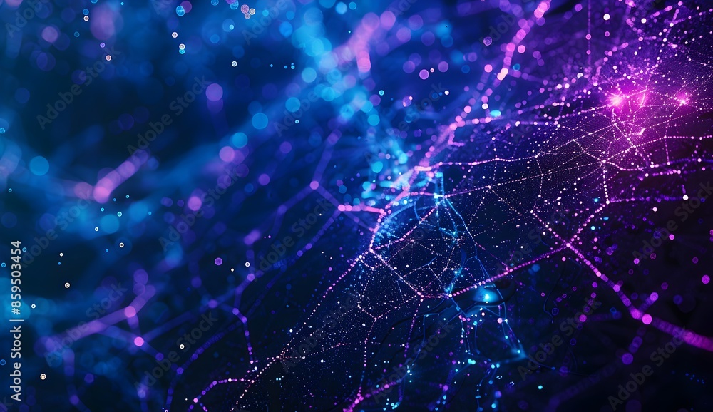 Poster a digital web of lines and glowing dots, representing the complex network that is data visualization