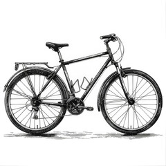 A bicycle with a black seat and a white handlebar.