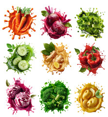Fresh Vegetables in Splashing Liquids - Healthy Eating Concept