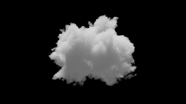 3D small cloud with alpha channel and looping animation. Slowly transforms in space