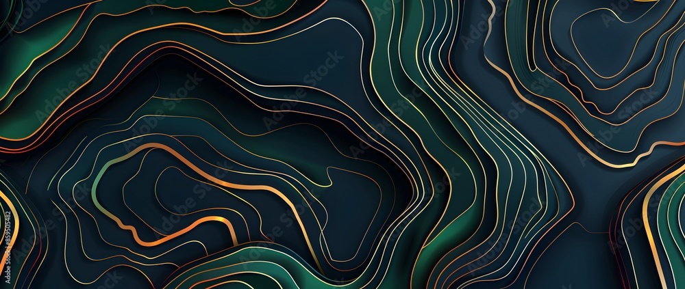 Poster abstract topographic lines vector background with contour map, ocean pattern for travel and explorat