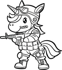 Unicorn soldier action shooting pose