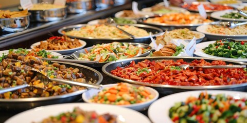 Obraz premium A Variety of Dishes on a Buffet Table