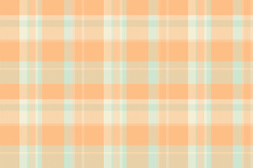 Tee textile fabric check, mexico background tartan seamless. Femininity texture vector plaid pattern in orange and light colors.