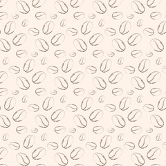 coffee beans seamless pattern in sketch drawing pencil style