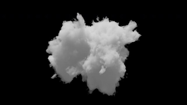 3D small cloud with alpha channel and looping animation. Slowly transforms in space