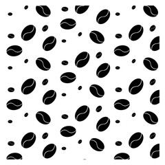 vector coffee beans seamless pattern illustration black and white background