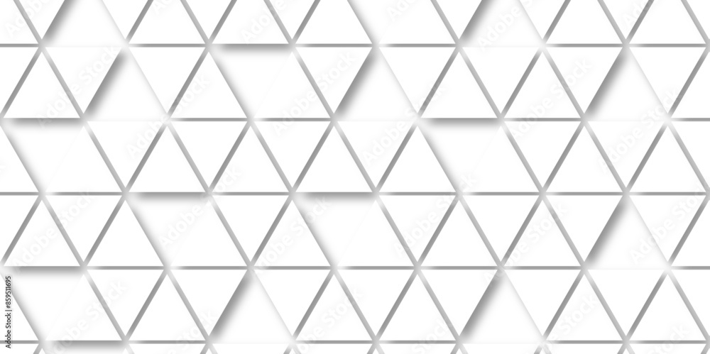 Poster white triangle ceramic tile wall texture background vector illustration. abstract white geometric tr