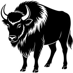 Bison logo template. Vector black color illustration . Isolated on white