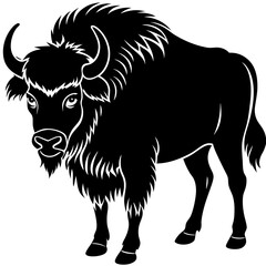 Bison logo template. Vector black color illustration . Isolated on white