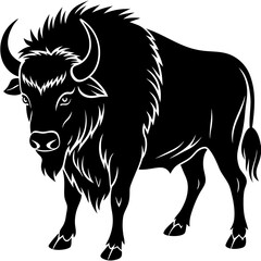 Bison logo template. Vector black color illustration . Isolated on white