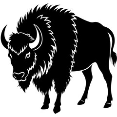 Bison logo template. Vector black color illustration . Isolated on white