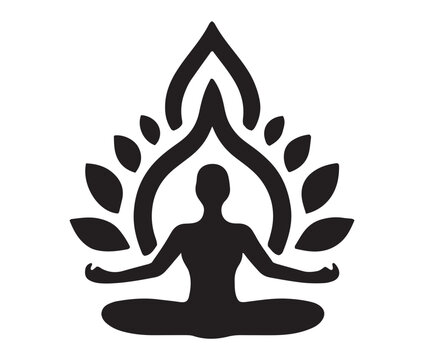 recommend clip art: Yoga silhouette. Meditating woman in lotus position. Vector illustration.