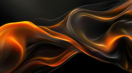 Obraz premium Abstract Flowing Orange and Black Background Closeup