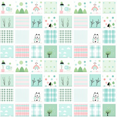 Obraz premium seamless pattern with square and tree pattern