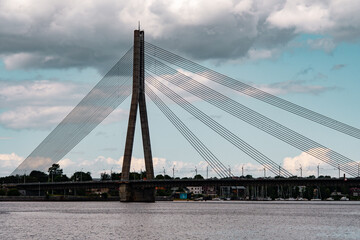 Obraz premium Early summer vacation in Riga, Latvia. Beautiful architecture