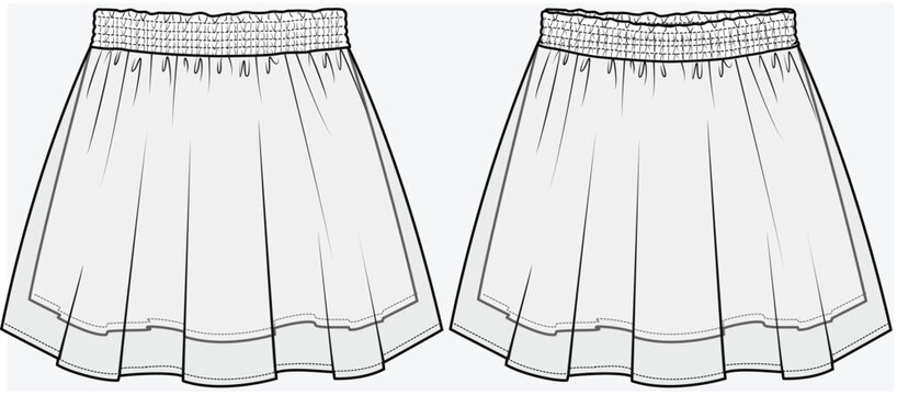 SHORT SKIRT WITH TULLE OVERLAY DEAIL DESIGNED FOR TEEN GIRLS AND KID GIRLS IN VECTOR FILE
