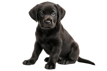 Obraz premium Small black labrador puppy on a transparent background