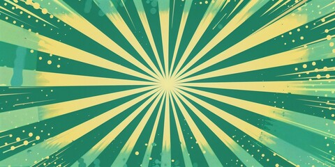 Comic style pop art green burst background. Illustration in magazine style. Copyspace for advertising or design.
