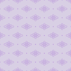 Flower ornament. Purple seamless pattern.