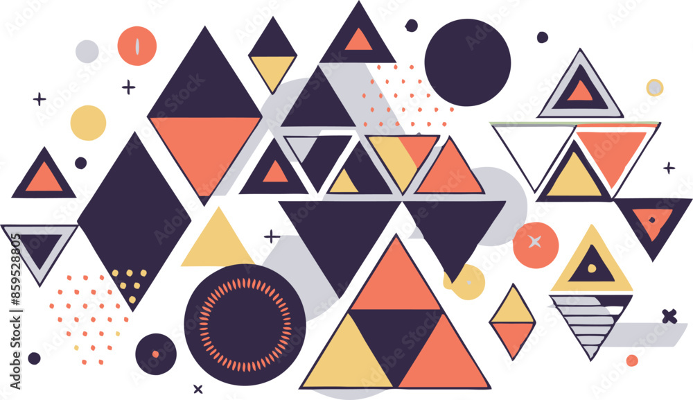 Poster a colorful abstract design with triangles and circles