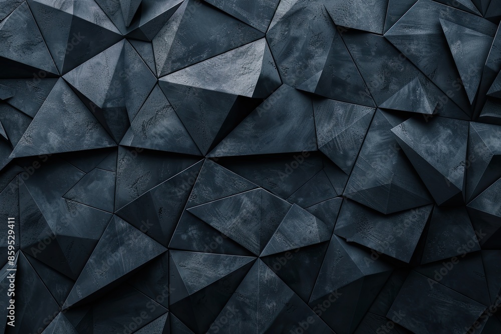 Poster a black and white image of a wall with many triangles. the image has a modern and abstract feel to i