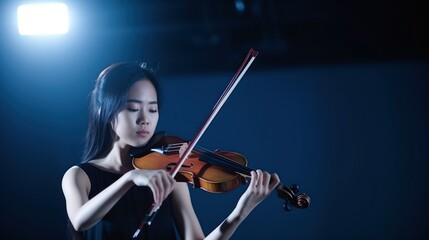 Violinist in Blue Spotlight