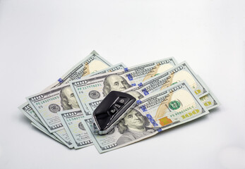 A new proximity key for a car isolated on white.