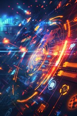 Abstract business background with futuristic business icons.