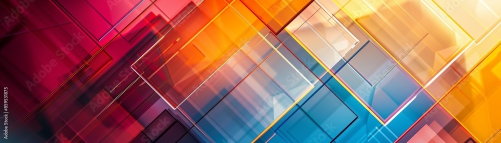 Poster Abstract background with colorful overlapping squares.
