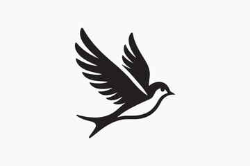 Bird silhouette vector style with white background