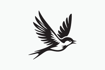 Bird silhouette vector style with white background