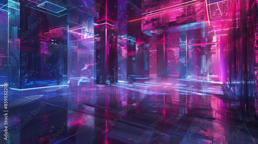Poster abstract conceptual design inspired by the fusion of art and technology in creating immersive party 