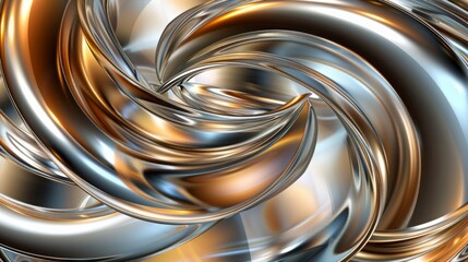 Swirling pattern of gold and silver metallic elements creating an abstract background.