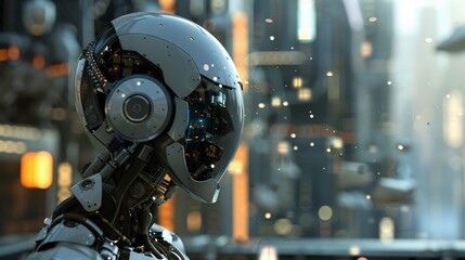 Fototapeta premium Engaged in work at a technologically advanced company, a woman focuses on her tasks.