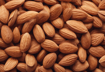 Fototapeta premium A pile of raw shelled almonds their texture highlighting natural sources of protein and healthy fats