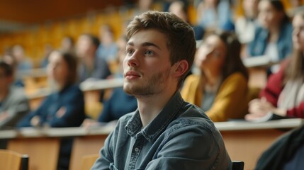 Fototapeta premium A student defending their thesis in a public presentation