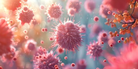 3D Visualization of Basophils Releasing Histamine in an Allergic Reaction Inflammation. Concept Medical Illustration, Cellular Biology, Allergic Reaction, Histamine Release, Basophil Activation