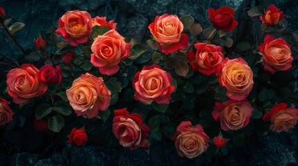 Obraz premium red roses drawing from above ai generated