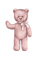 teddy bear watercolor style hand drawn