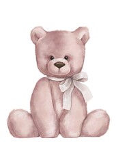 teddy bear watercolor style hand drawn